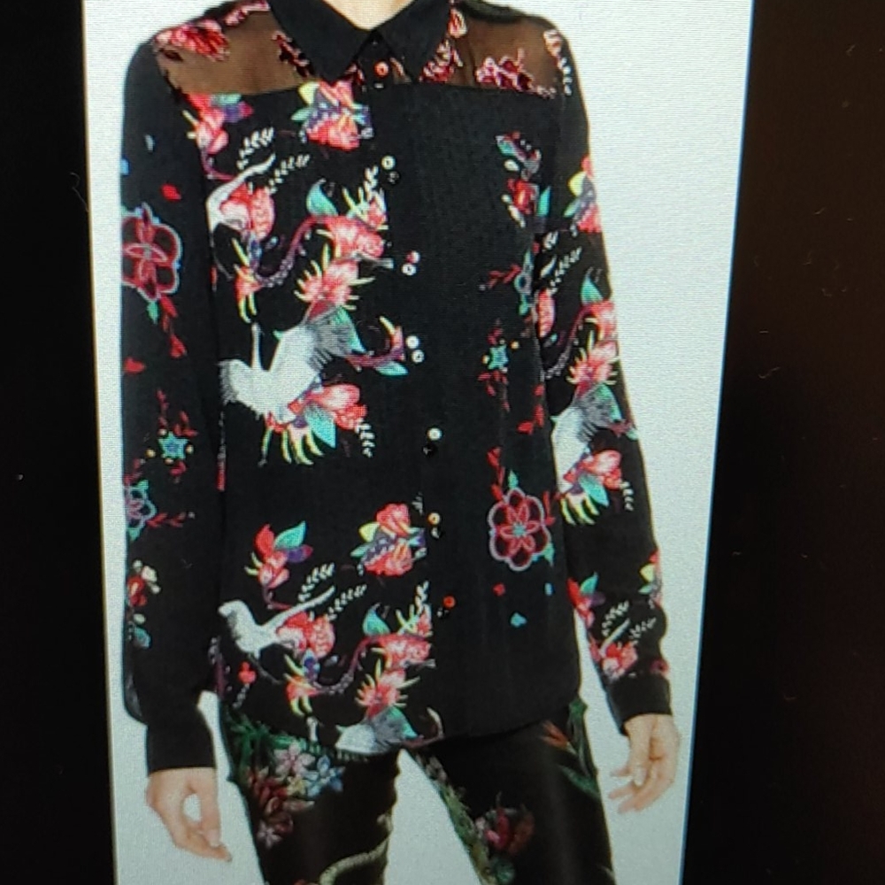 Desigual magnolia button floral shirt